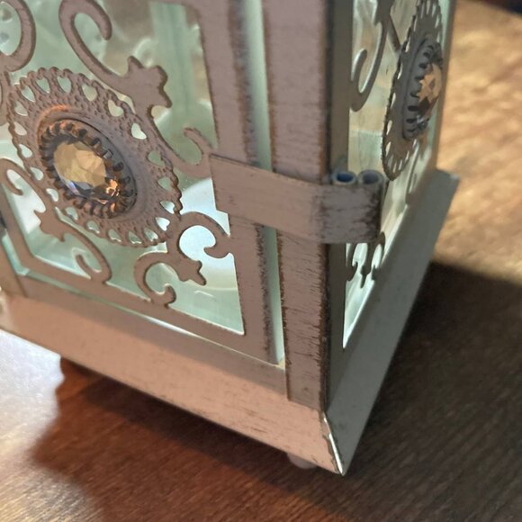 Pier 1 White Jeweled Mini Lantern, 8.5” H x 3.5” W - Picture 4 of 9